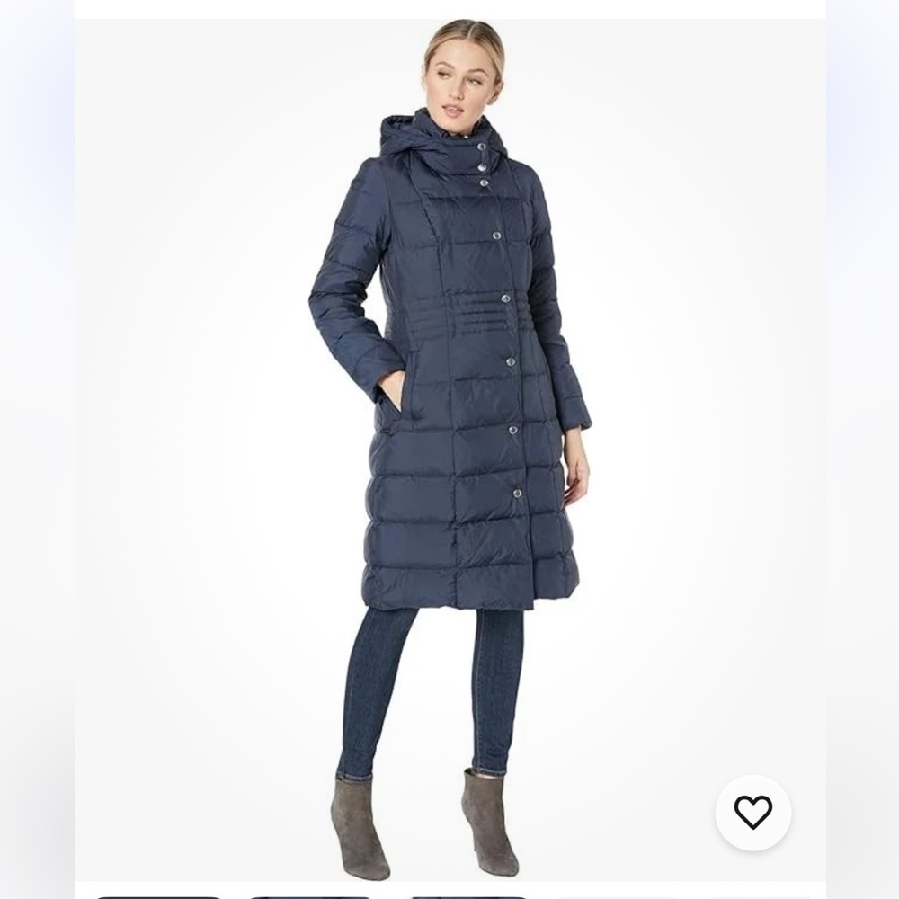 COLE HAAN Black Bib Insert Down & Feather Fill Coat Womens Sz Small $350